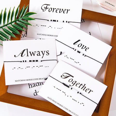 G.YCX LOVE FOREVER Morse Code Bracelets Matching Couple Miyuki Jewelry Adjustable Rope Custom Name Bracelet for Women Sister